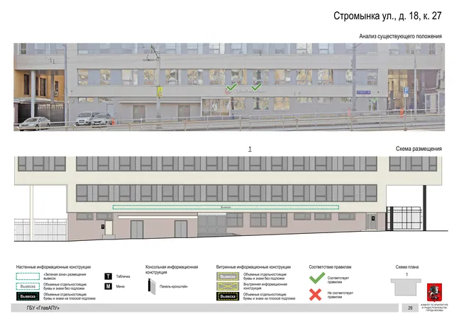 Архитектурная концепция размещения вывесок — Стромынка улица, 18, корп. 27, Москва, страница PDF 32 · Документ по адресу · Архитектурно-художественная концепция · 2020 год