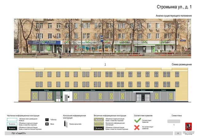 Архитектурная концепция размещения вывесок — Стромынка улица, 1, Москва, страница PDF 6 · Документ по адресу · Архитектурно-художественная концепция · 2020 год