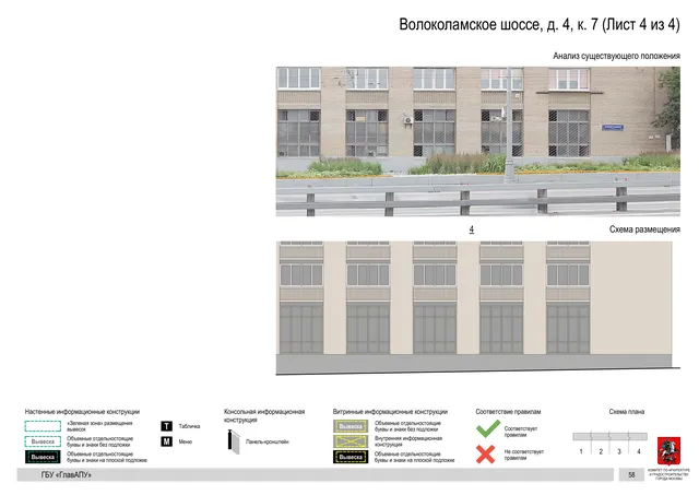 Архитектурная концепция размещения вывесок — Волоколамское шоссе, 4, корп. 7, Москва, лист 4 из 4 · Документ по адресу · Архитектурно-художественная концепция · 2020 год