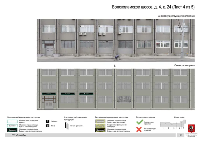 Архитектурная концепция размещения вывесок — Волоколамское шоссе, 4, корп. 24, Москва, лист 4 из 5 · Документ по адресу · Архитектурно-художественная концепция · 2020 год