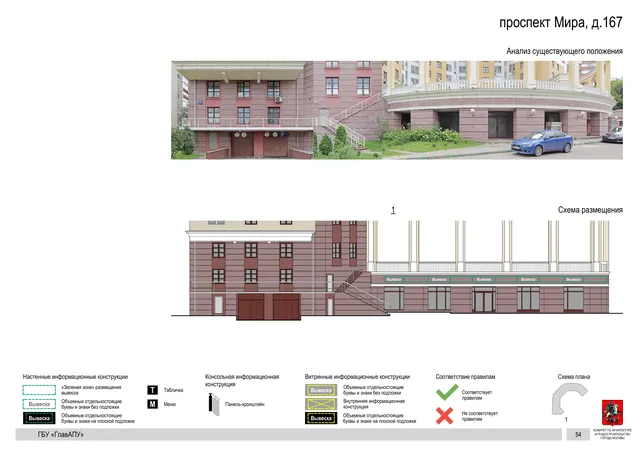 Архитектурная концепция размещения вывесок — Мира проспект, 167, Москва, страница PDF 56 · Документ по адресу · Архитектурно-художественная концепция · 2020 год